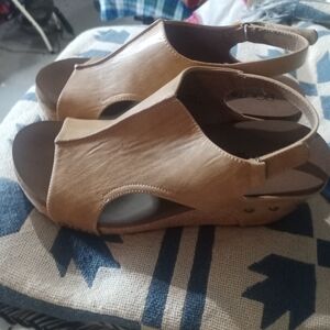 Tan wedge sandals